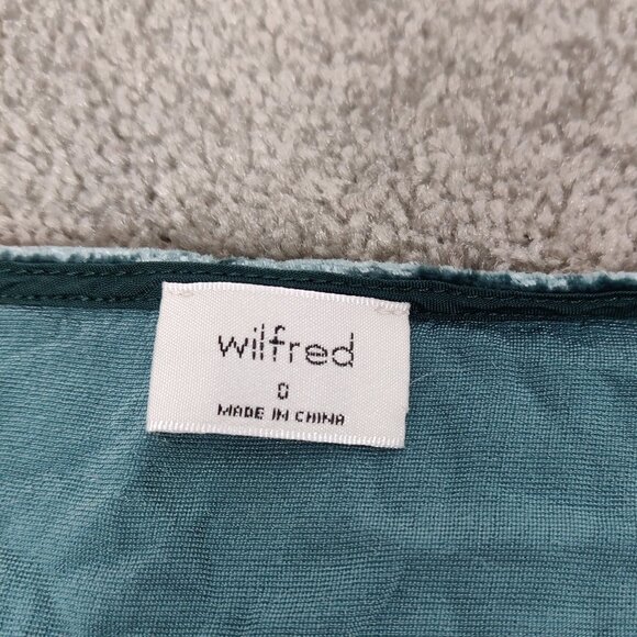 Wilfred Women's Wrap Dress Size 0 Velvet Blue Green Rayon Silk Feminine Stylish - Picture 2 of 8